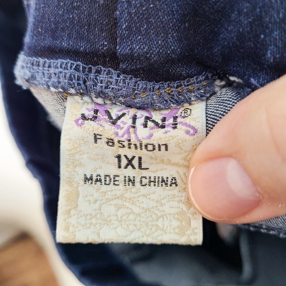 JVINI Pull-On Ripped Destroyed Stretch Skinny Denim Jegging Jeans Size 1XL - Picture 7 of 8